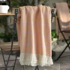 未開封 IKEA ラップカットフォト ブランケット ブライトオレンジ/ピンク
