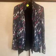 ネイビー抽象模様長袖シャツ