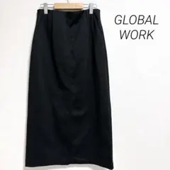 グローバルワーク　タイトスカート　ミモレ丈　ウエストゴム　スリット　シンプル　M