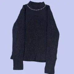 HEALTHY KAREN ヘルシーカレン 長袖ニット グレー系 パール付きのサムネイル