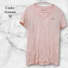 値引き◎Under Armour【M】VネックTシャツ ピンク 速乾性 スポーツ