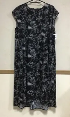 ☆　ノアージュ　noa-ge ☆フロッキー加工ドットワンピースBk◎大きいサイズL [MEISM by Re:EDIT][オケージョン セレモニー][低身長サイズ有]花柄orドットフロッキーオーガンジーロングワンピース