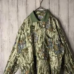 古着 日本製 レーヨン 総柄シャツ グリーン 襟元切替 個性的 希少 奇抜