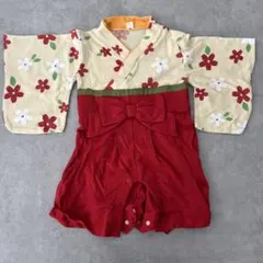 花柄着物風ベビーロンパース