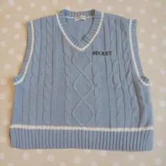 Material Blue ケーブル編みベスト 140　水色