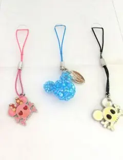 【未使用】ディズニー ミッキーマウス ミニーマウス ストラップ 3個