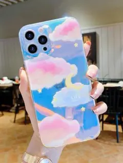 iphoneXR ケース　白雲柄 オーロラ iphone ケース
