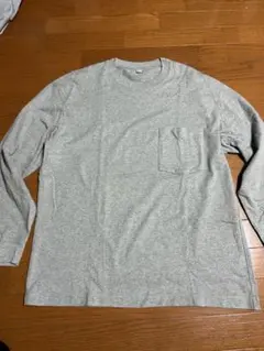 ユニクロ ウォッシュコットンクルーネック グレー XL