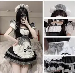 め*ん様 【美品】メイド服 ブラック 猫モチーフ