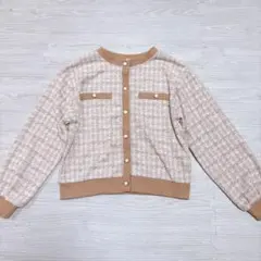 COLZA ツイード風 長袖 カーディガン ベージュ S