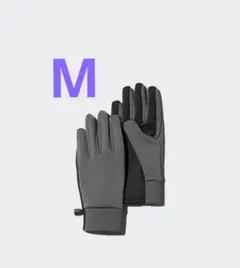美品✦ユニクロUNIQLO ヒートテックライニングググローブストレッチM　グレー