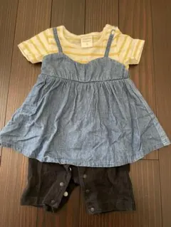 ストライプデニムロンパース 70cm