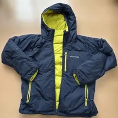 mont-bell フード付きダウンコート ネイビー/ライム