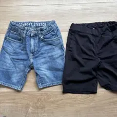 デニムハーフパンツ 快適ストレッチ二枚セット