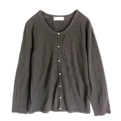 エニィスィス アンゴラ パールボタン カーディガン 黒 オフィスカジュアル