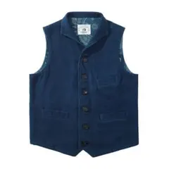 KARAKU 裏ペイズリー柄 植物藍染刺子ベスト Lサイズ