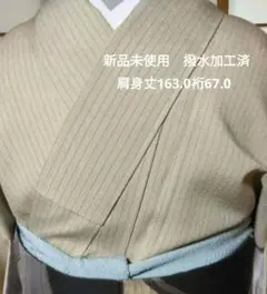 袷紬　付下げ　塩沢紬　未着用　肩身丈163 裄67.5 　撥水加工済　証紙付き