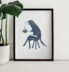 「呑気なワンちゃん」ミッドセンチュリーA3サイズ ファブリックポスター BD