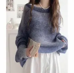 【クラシカルエルフ】マルチウェイ グラデーション メッシュ編み ニット•セーター