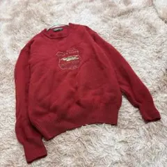 ライル＆スコット (S) ピュアラムウール100% ニット 刺繍 ワインレッド