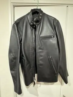 ALPHA INDUSTRIES ブラックレザージャケット M ライダースのサムネイル