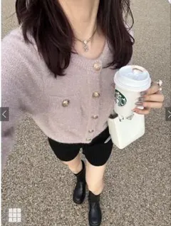 GRL ラメフェザーカーディガン ピンク ニット kz618