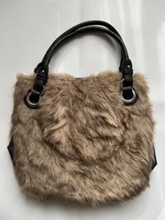 ファー トートバッグ ベージュと黒