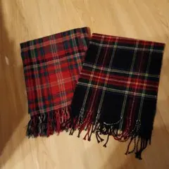 チェック柄マフラー 2点セット