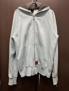 DIESEL ダメージ加工 ジップパーカー フード付き 水色 Lサイズ