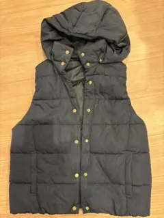 GU ネイビー フード付き ダウンベスト Lサイズ