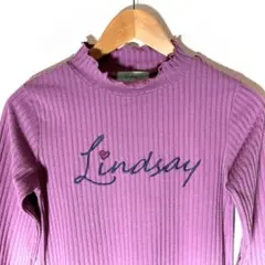 Lindsay Tシャツ長袖　ハイネック　ピンタック　ビックロゴ　ワンポイント