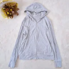 【GU】ジーユー（L）UVカットフルジップパーカ レディース グレー 防寒