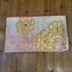 金色 ピンク 花柄 袋帯