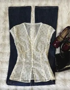 【SALE】ドットシースルートップス　新品未使用