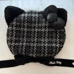 ユニバ　USJ　キティ　ベレー帽　ブラック