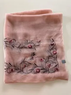 刺繍入りピンクシフォンストールのサムネイル
