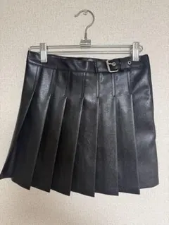 épineブラックレザー プリーツスカート