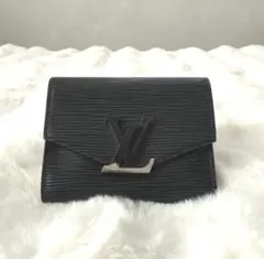 ルイヴィトン ポルトフォイユ ヴィクトリーヌ LV ロゴ3つ折り財布 エピ 黒