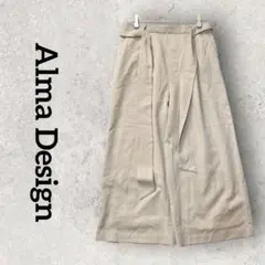 AlmaDesign ワイドパンツ ガウチョパンツ 体型カバー (М) ベージュ
