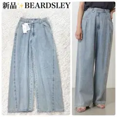 新品✨️24SS ビアズリー ラップ風デニムワイドパンツ Fサイズ ライトブルーのサムネイル
