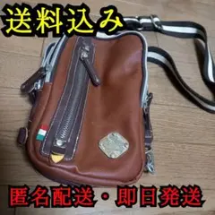 ブラウン 合成皮革 ショルダーバッグ 斜め掛け