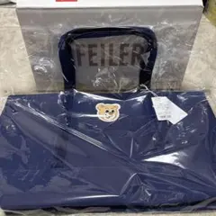 FEILER オールドテディワッペントートバッグ大　ネイビー