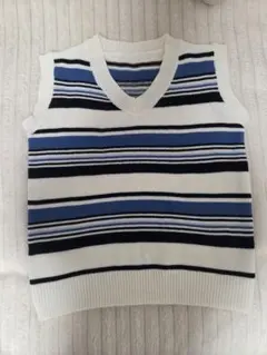 ストライプVネックニットベスト