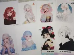 作家様 人物ステッカー 女の子 8枚 まとめ売り おすそ分け コラージュ