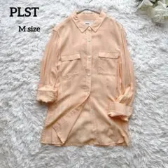 PLST プラステ フロントポケット付き シアー長袖シャツ サーモンオレンジ 2のサムネイル