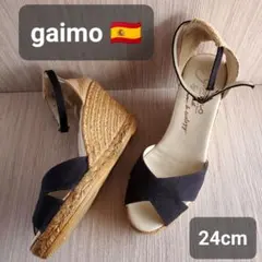 \\未使用級// gaimo ウェッジソールサンダル 黒 23.5cmのサムネイル