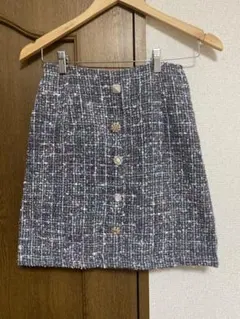 【新品タグ付き】MIIA スプリングツイードビジュー台形スカート M