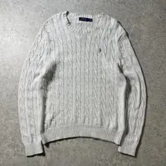 POLO ラルフローレン ケーブルニット M 灰 ポニーのサムネイル
