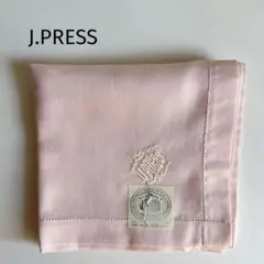 J.PRESS ワンポイント刺繍無地ハンカチ ピンク×白 結婚式 祝い事