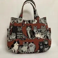 ハンドメイドチューリップバッグ KOKKA 猫ボーダー